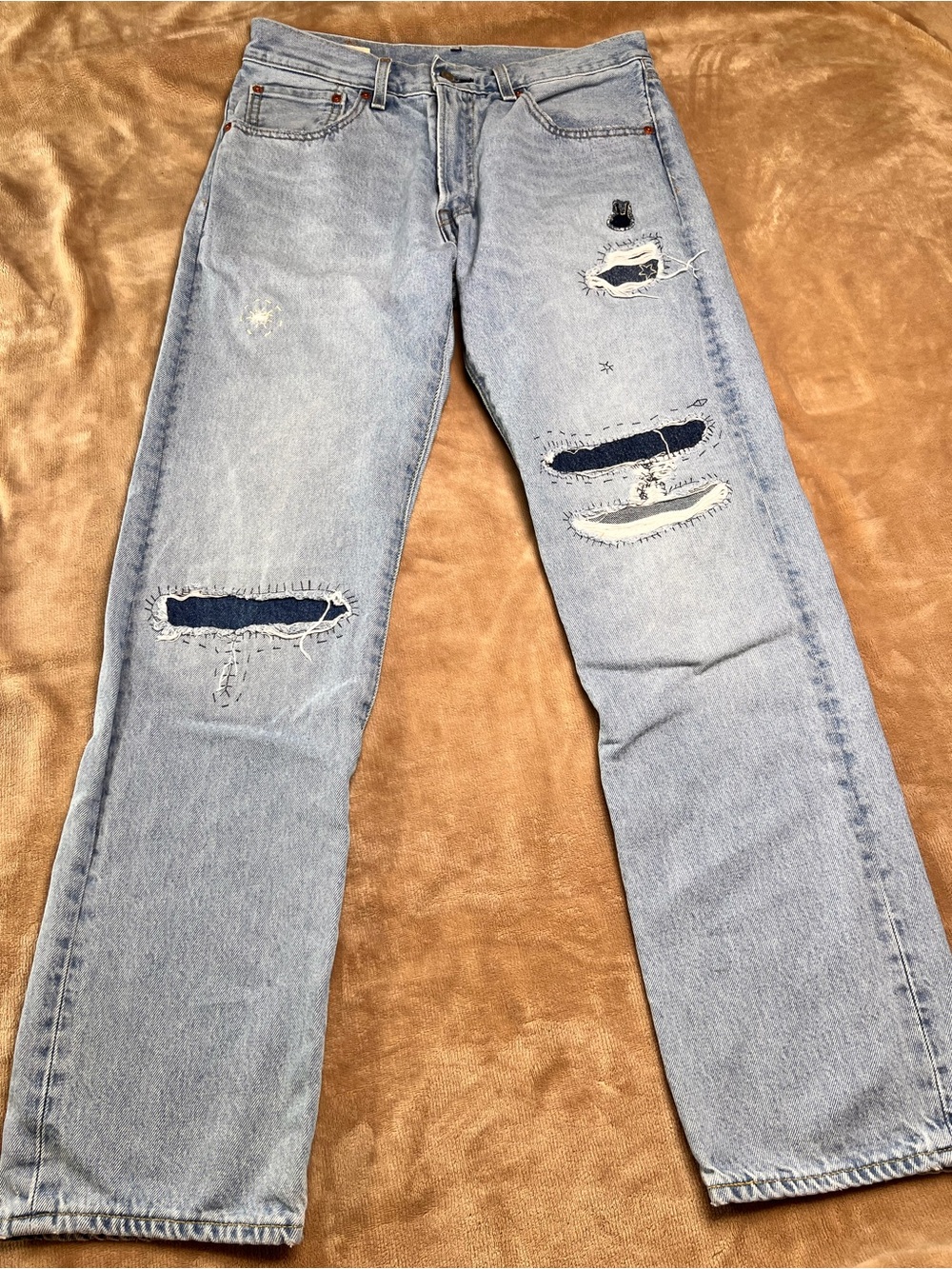 LEVI'S 551 Z Straight Fit Jeans with Retro Patchwork Distressing - Sz 31W